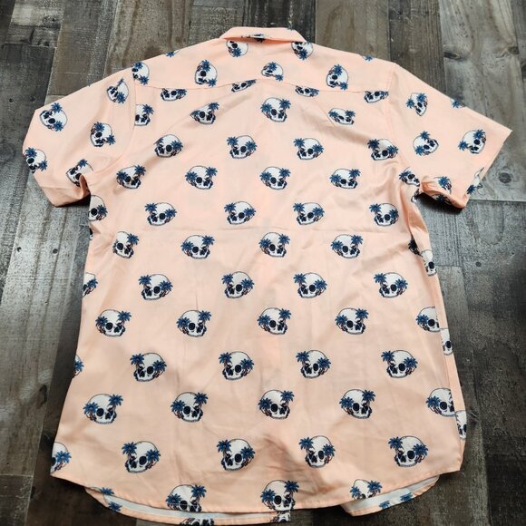 Mens Molokai Surf size L Large Short Sleeve Shirt Palm Trees Skulls - Picture 3 of 8